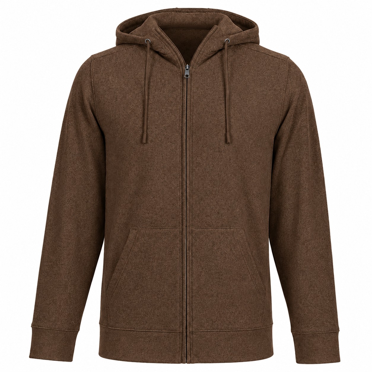 Polyester Spandex Full Zip Hoodie — Brown