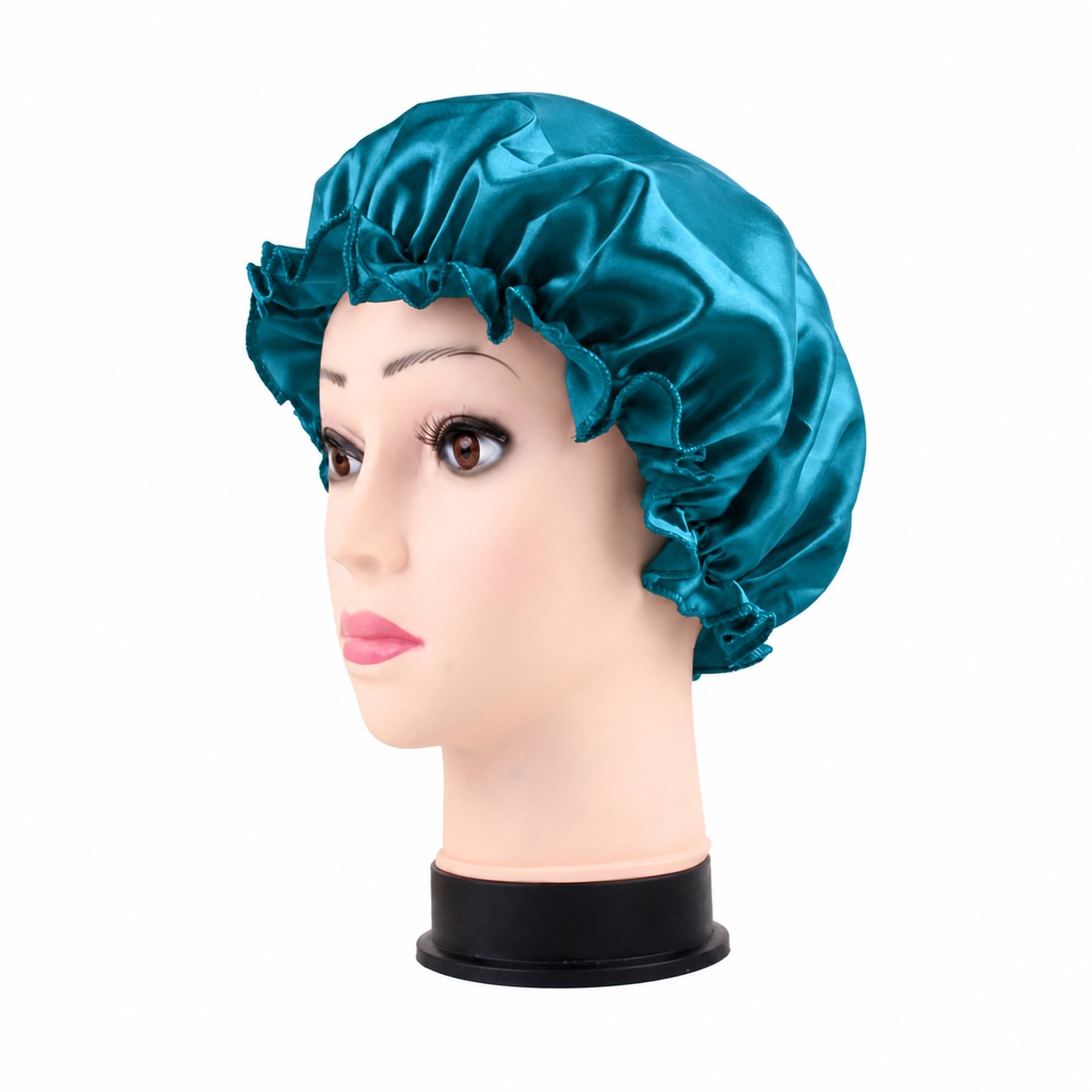 Satin Elastic Sleep Cap — Peacock Blue