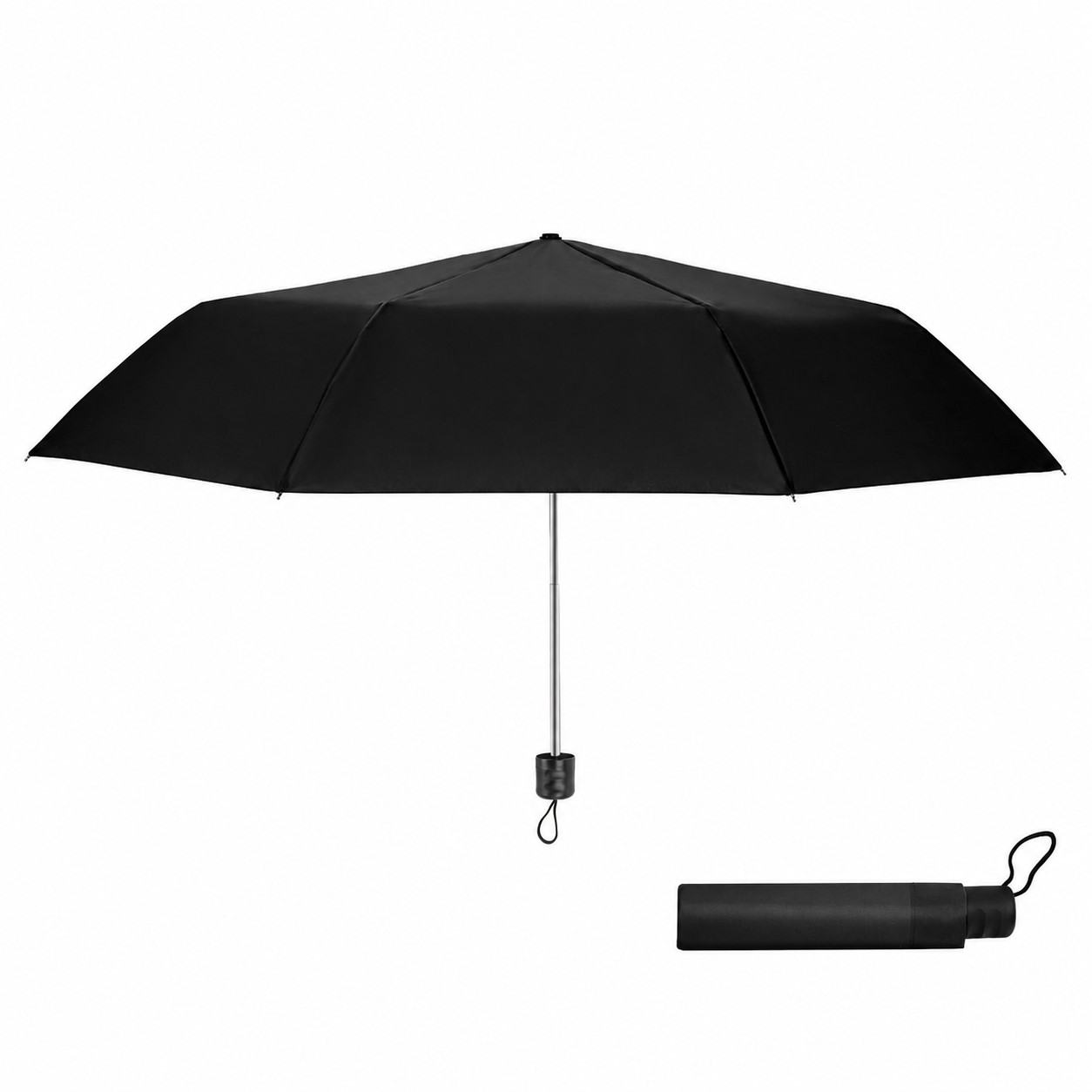 Compact Manual Folding Umbrella — Black
