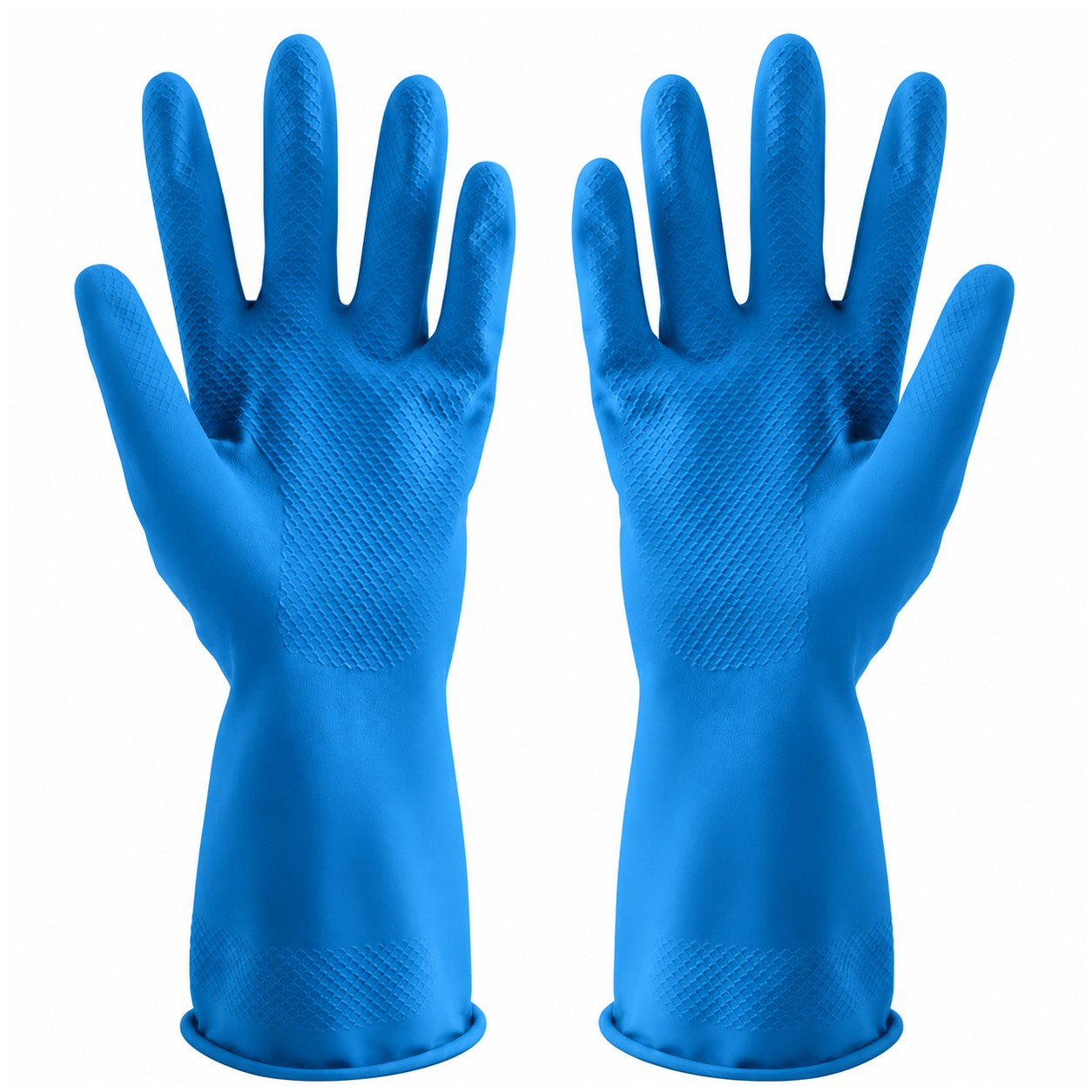 Long Cuff Rubber Cleaning Gloves — Blue