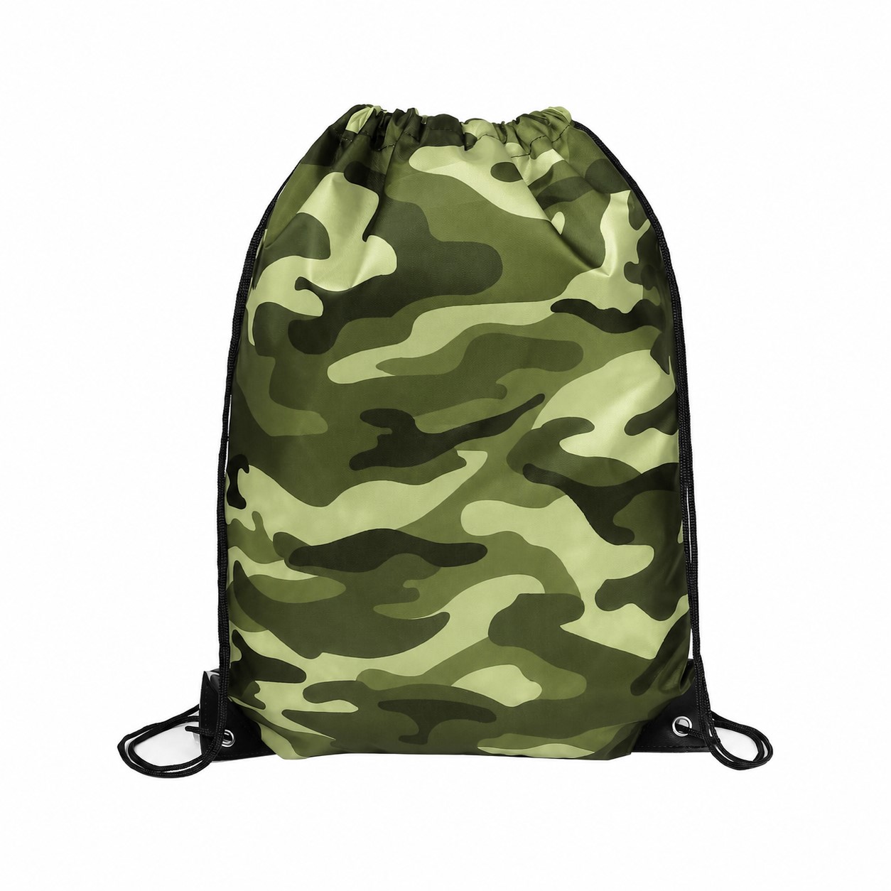 Structured Bottom Drawstring Bag — Green