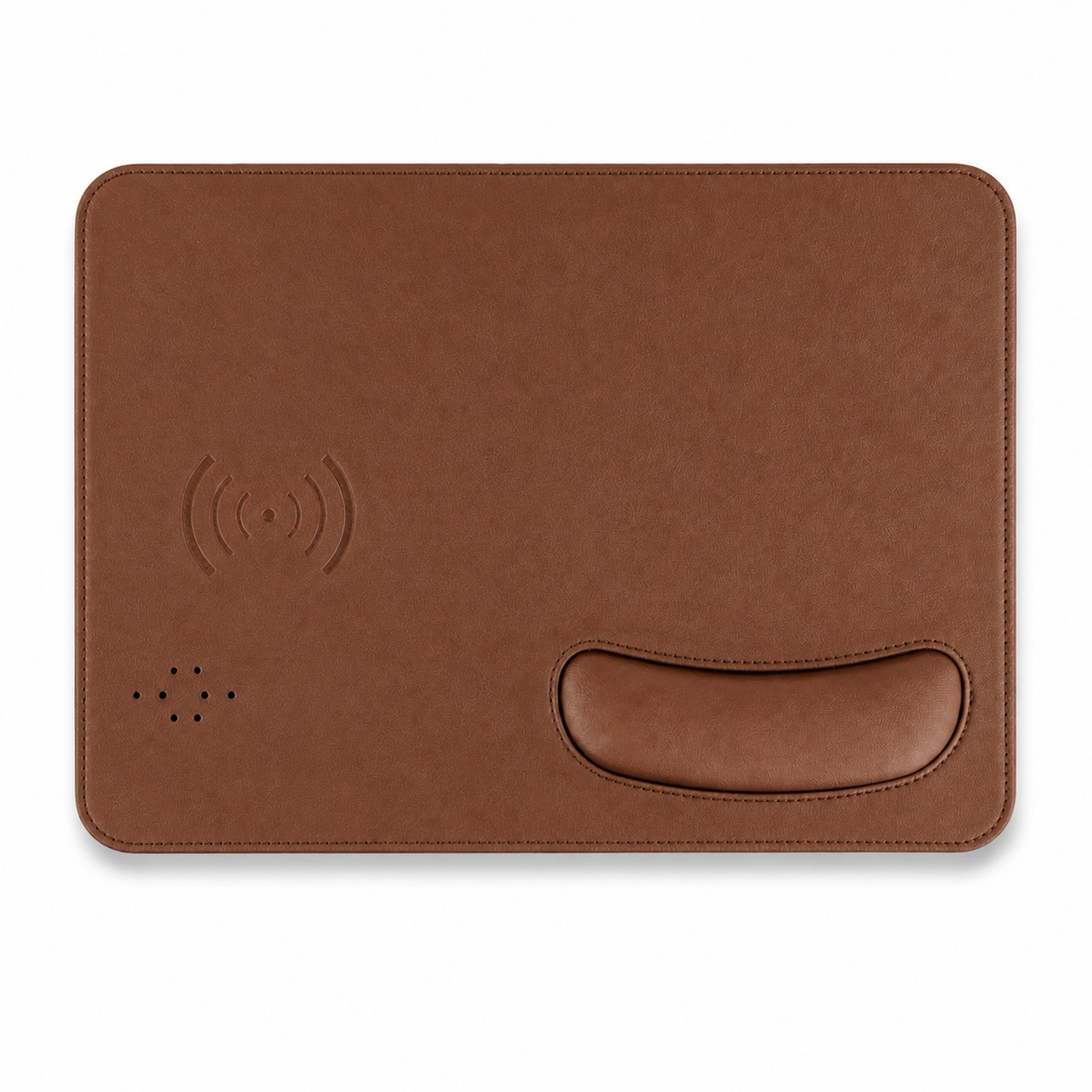 Leather Wireless Charging Desk Pad — Brown