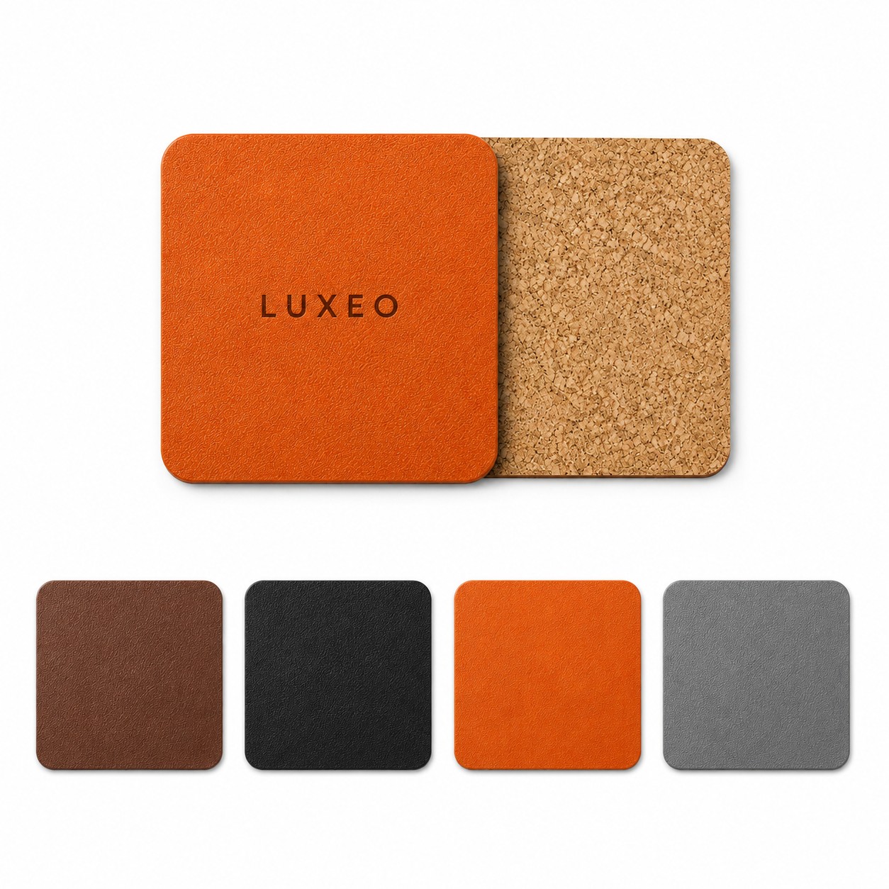Round PU Leather Cork Coaster