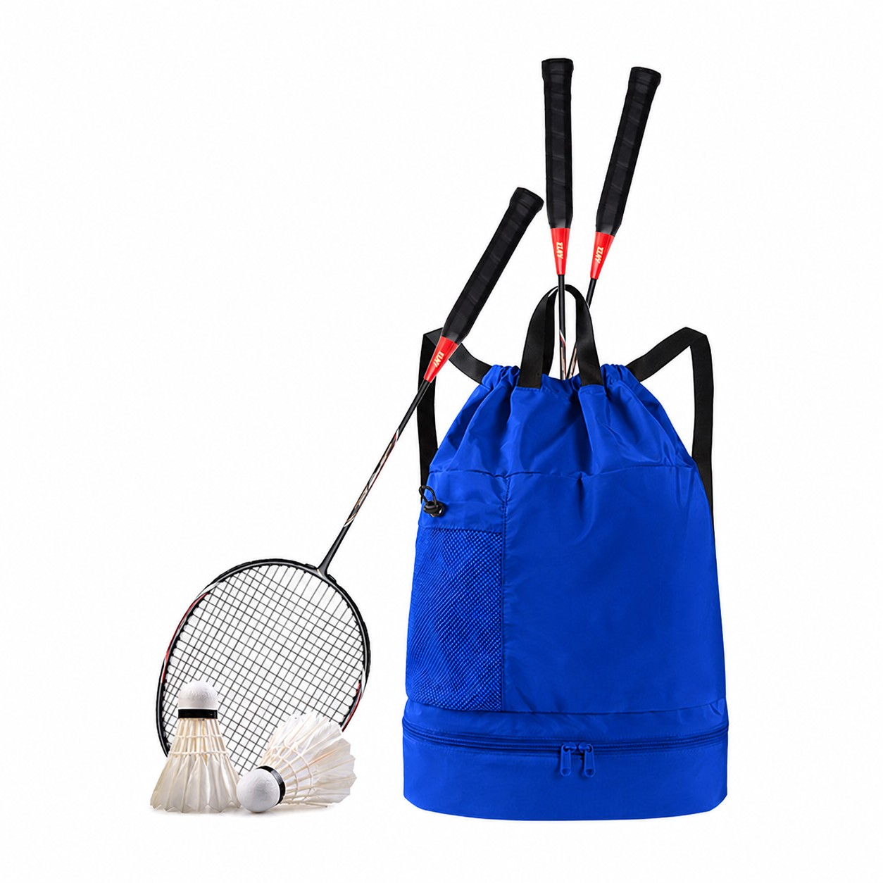Polyester Drawstring Sports Backpack — Blue