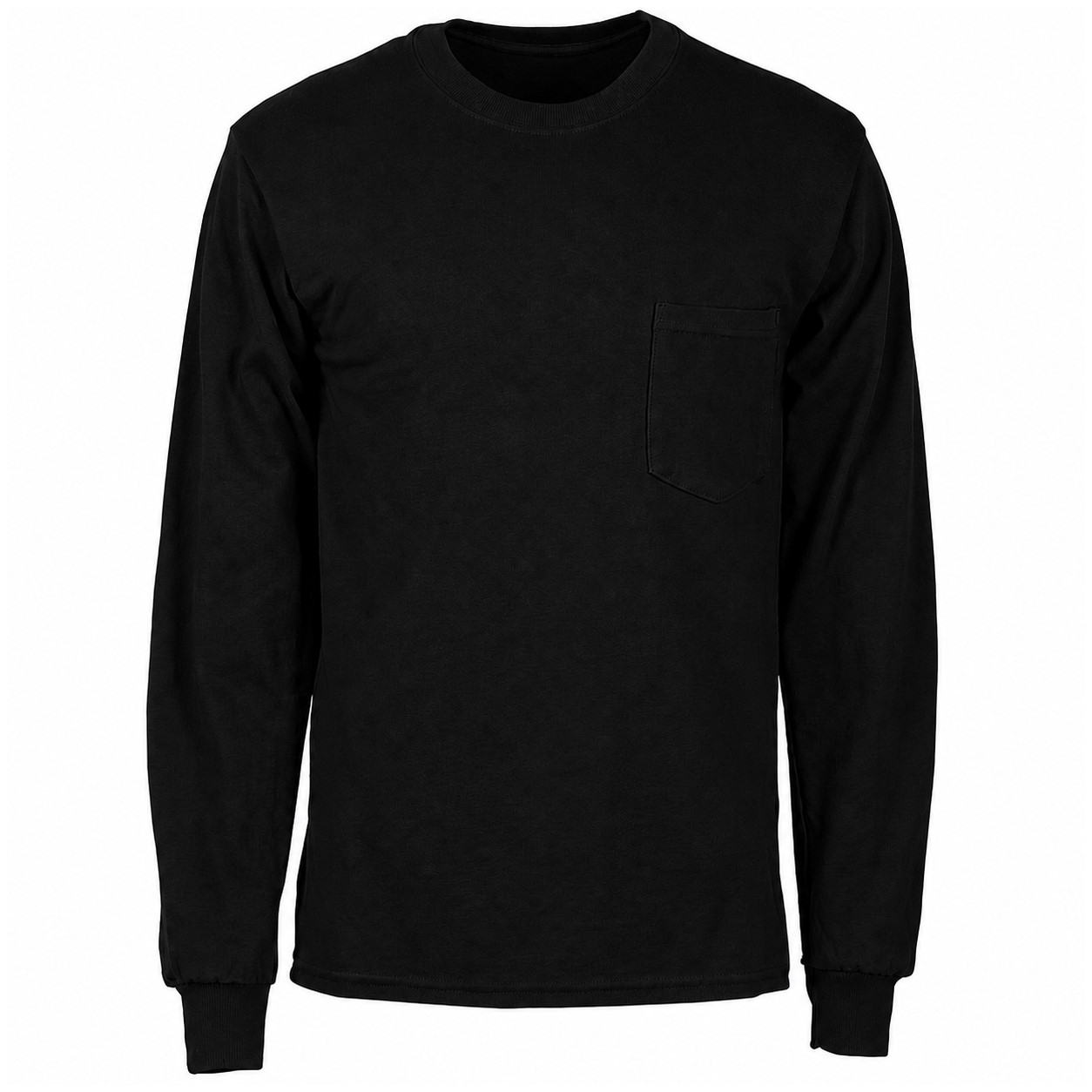 Cotton Pocket Long Sleeve Tee — Black