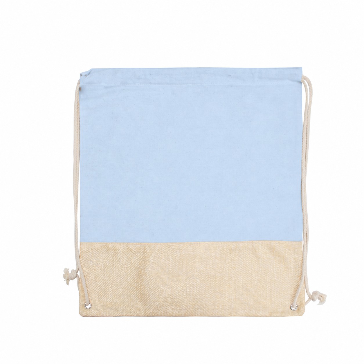 Cotton Metal Grommets Drawstring Bag — Light Blue