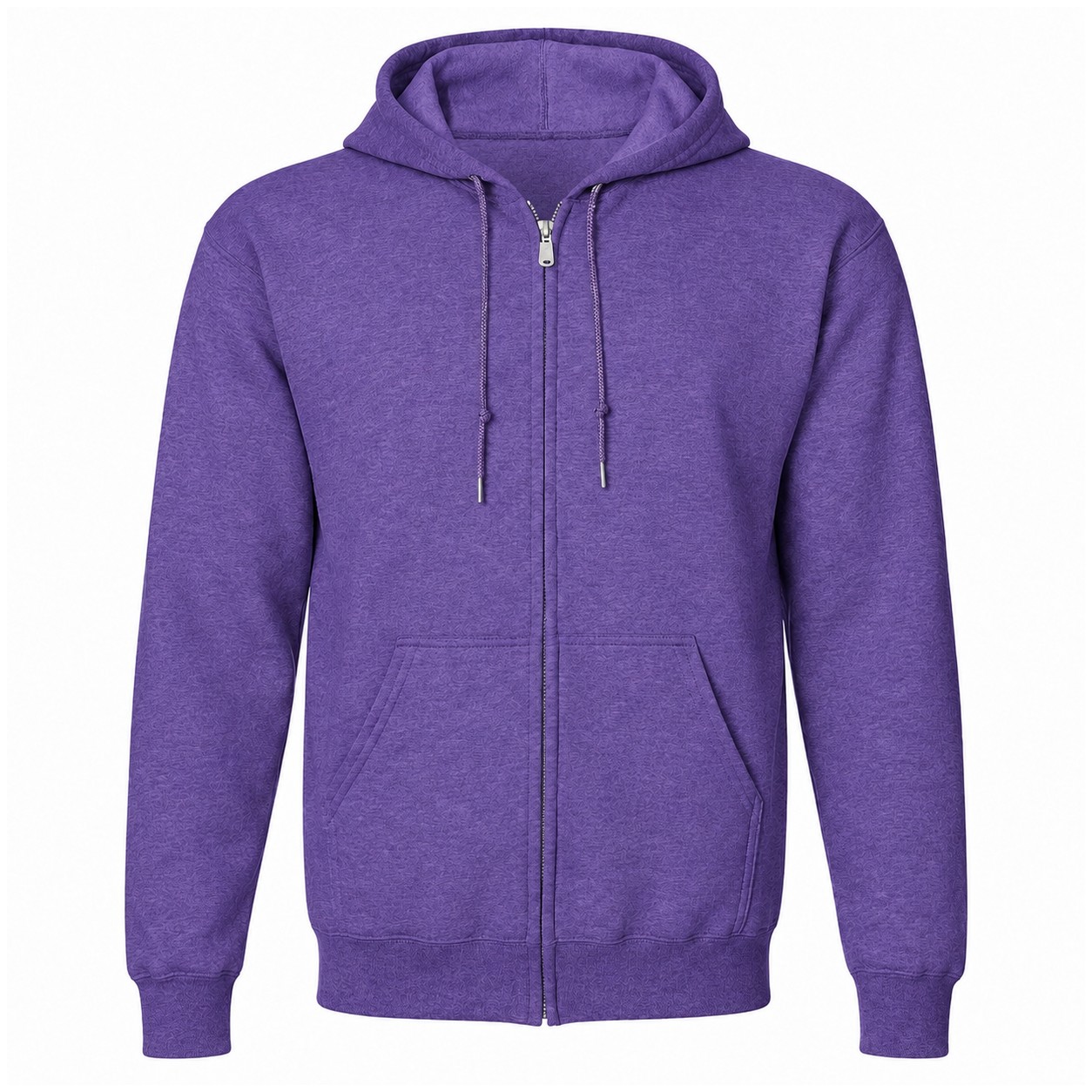Full Zip Cotton Polyester Fleece Hoodie — Purple