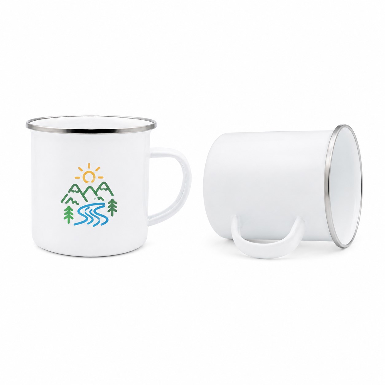 Enamel Camp Mug With Stainless Steel Rim