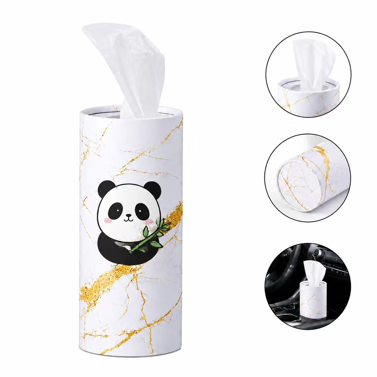 Cylindrical Plastic Car Tissue Dispenser