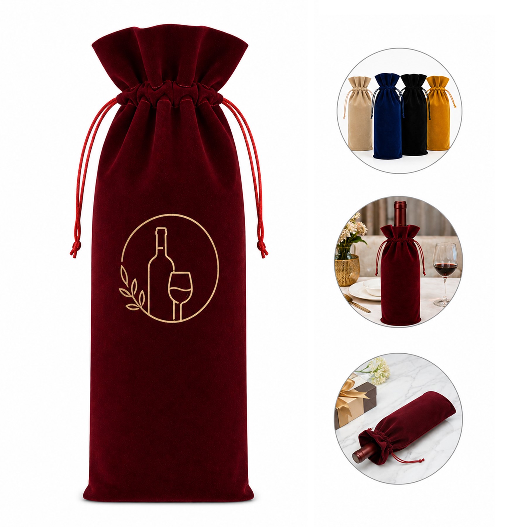 Velvet Drawstring Wine Bottle Bag