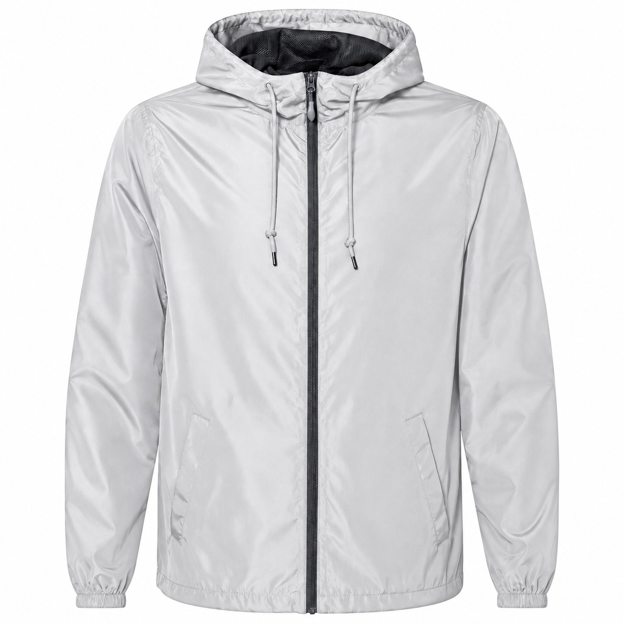 Polyester Hooded Wind Jacket — Silver