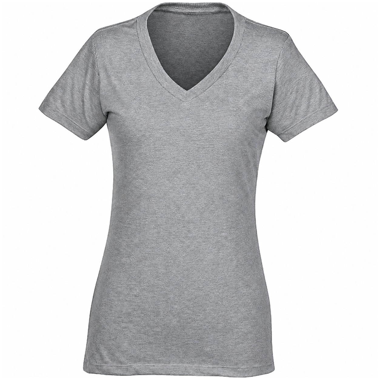 Ladies V Neck Cotton Polyester Tee — Gray