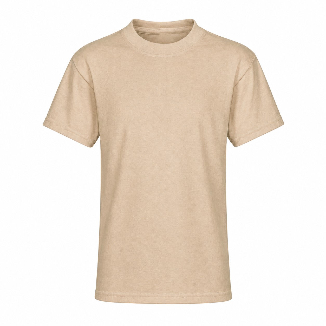 Youth Cotton Crewneck T-Shirt — Tan Beige