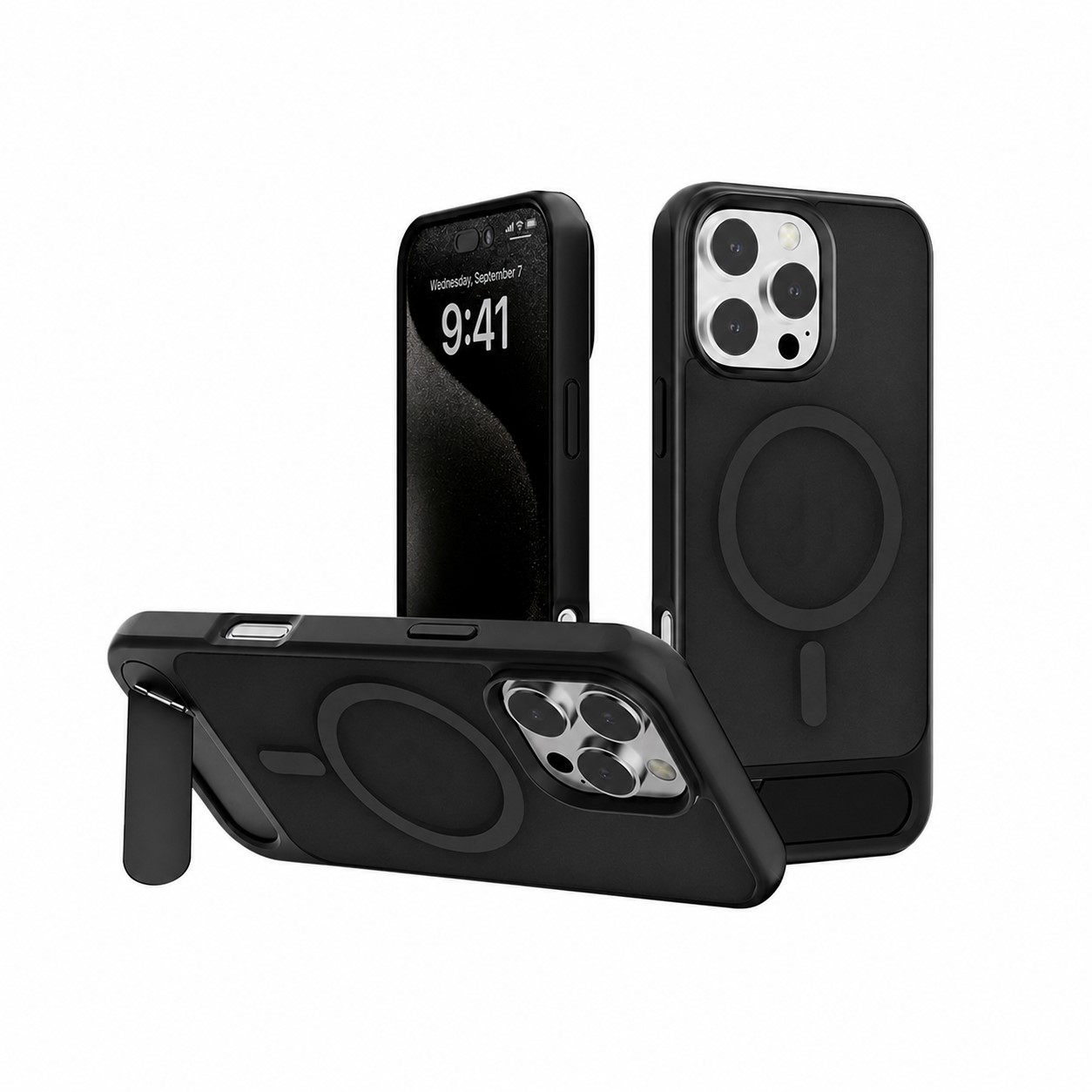 Magnetic TPU Phone Case Stand — Black