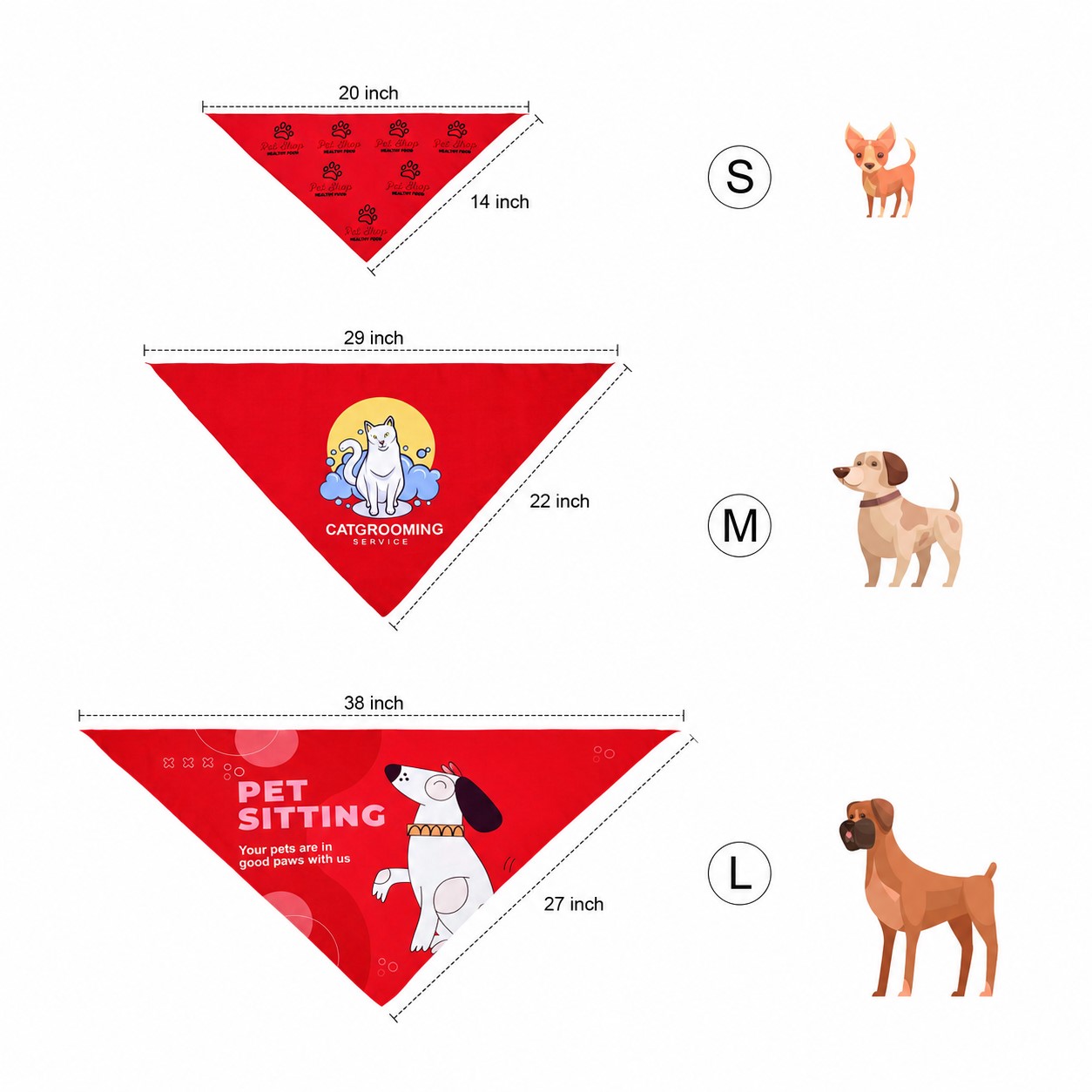 Washable Pet Triangle Bandanna — Red