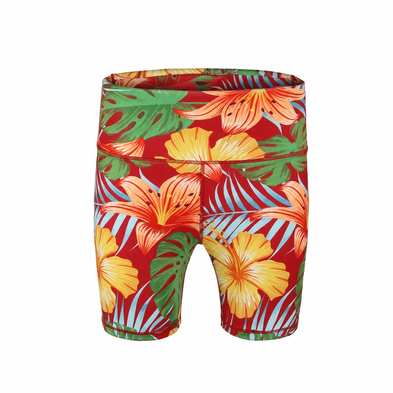 High Waist Yoga Shorts — Red