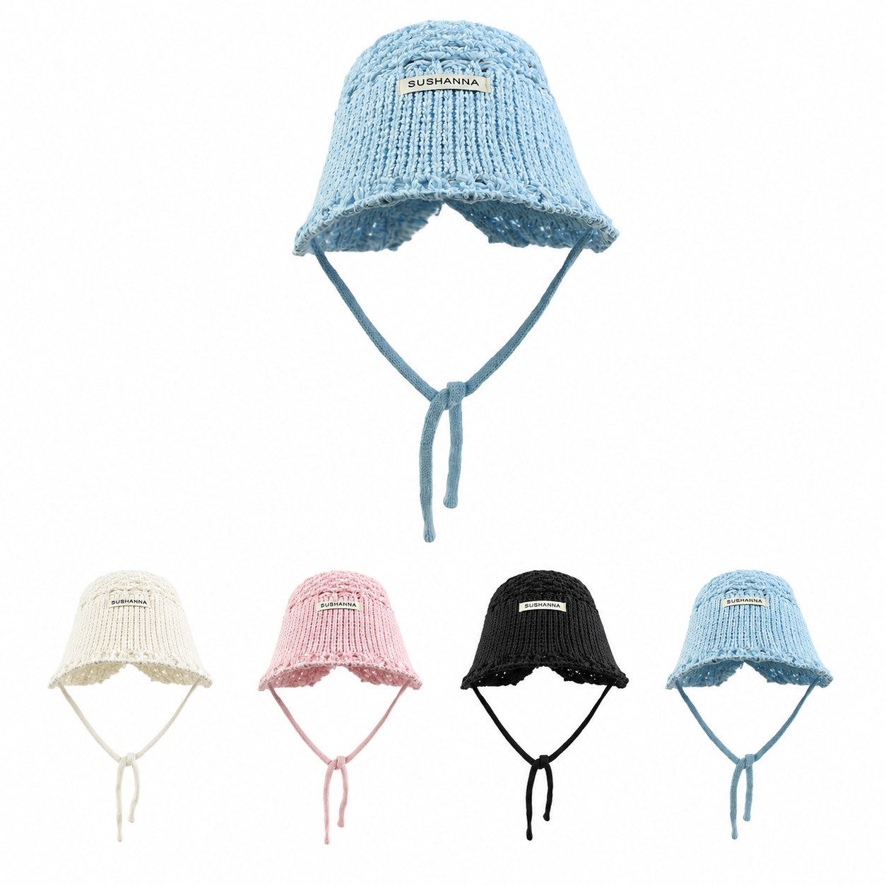 Hollow Knit Polyester Bucket Hat