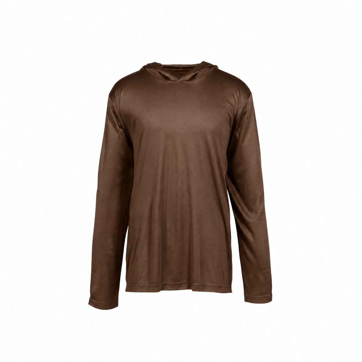 Hooded Polyester Performance Tee — Brown