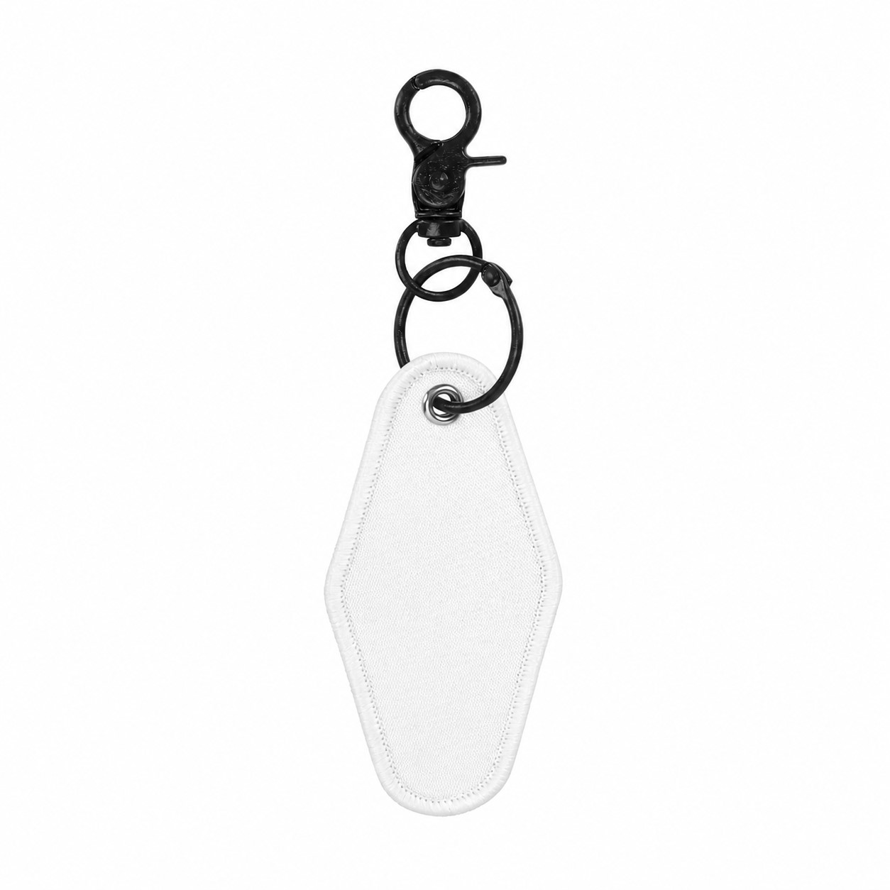 Twill Key Tag With Swivel Clip — White