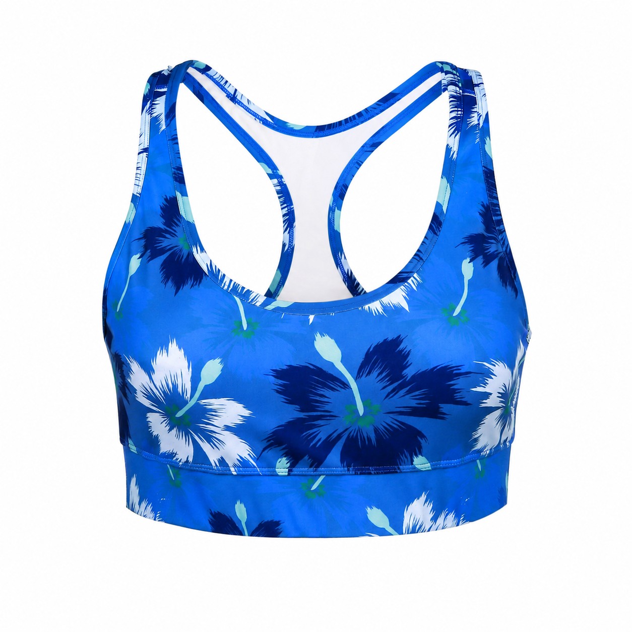Polyester-Spandex Padded Racerback Sports Bra — Blue