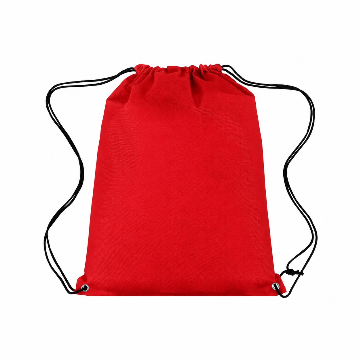 Non-Woven Drawstring Backpack With Metal Grommets — Red
