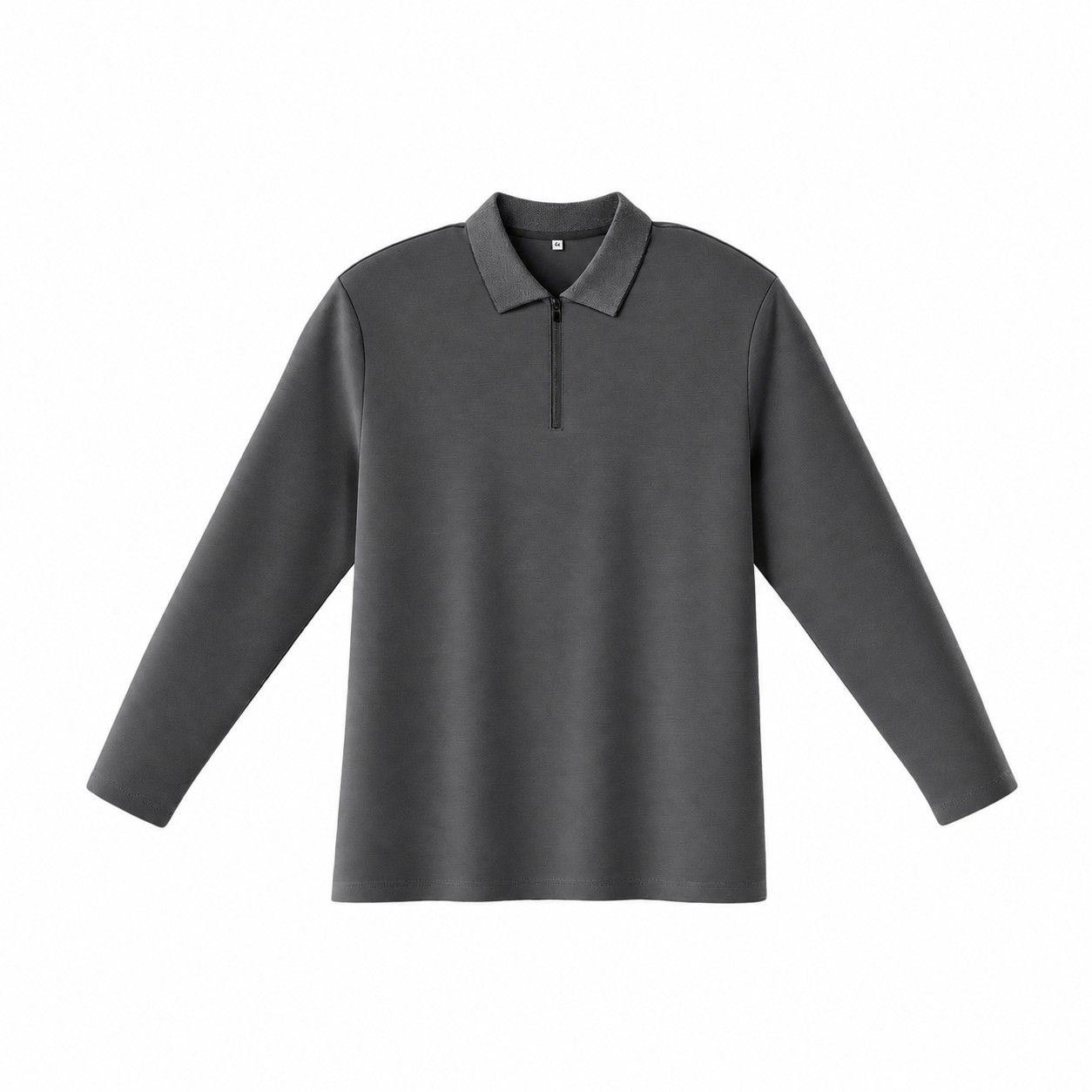 Cotton Blend Quarter Zip Pullover — Iron Gray