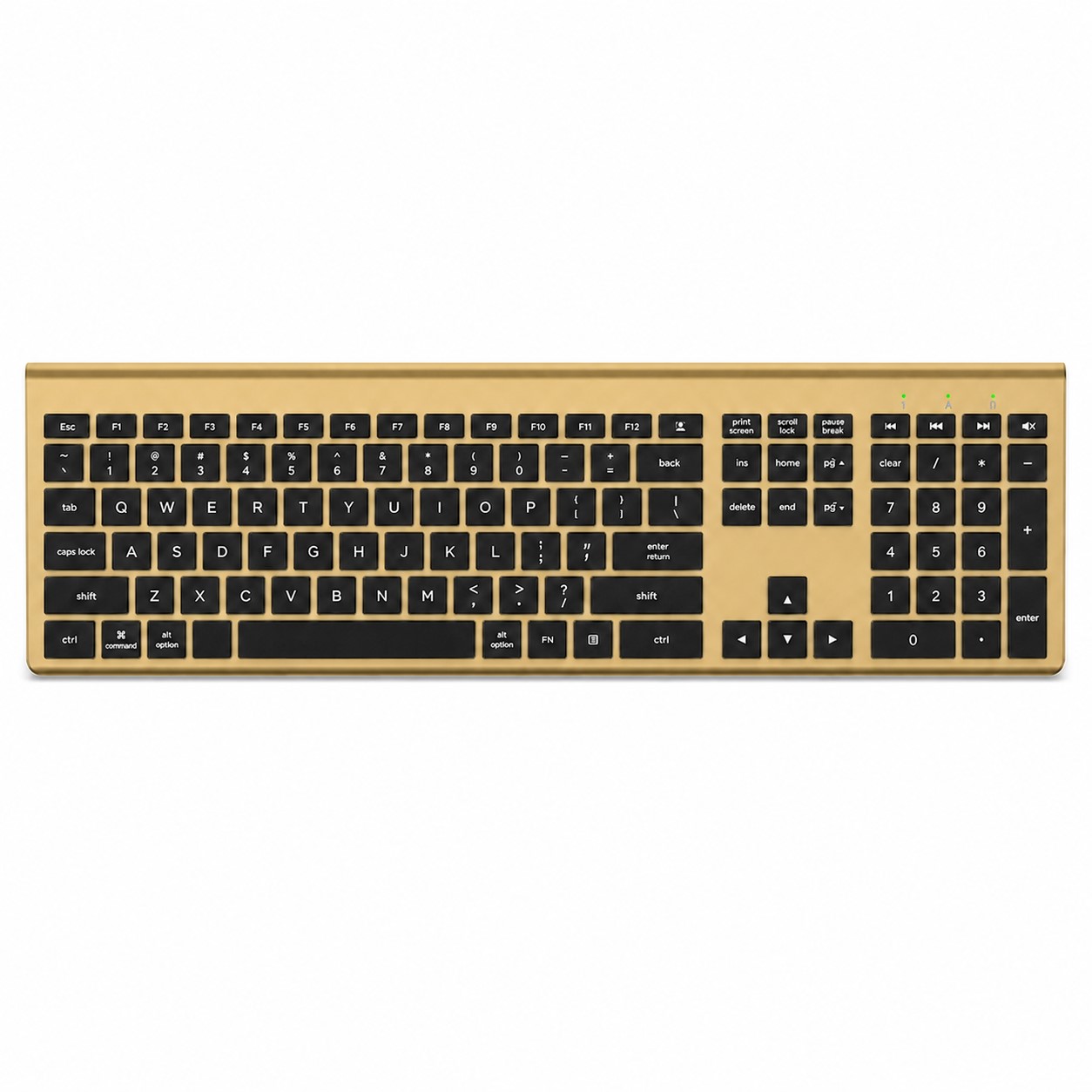 Full Size Rechargeable Wireless Keyboard — Brass Gold