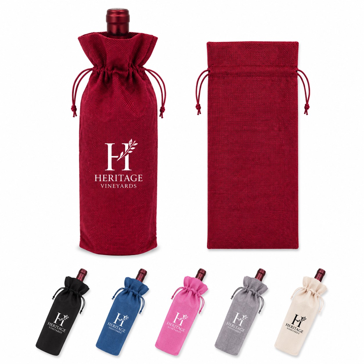 Linen Cloth Drawstring Wine Bottle Bag