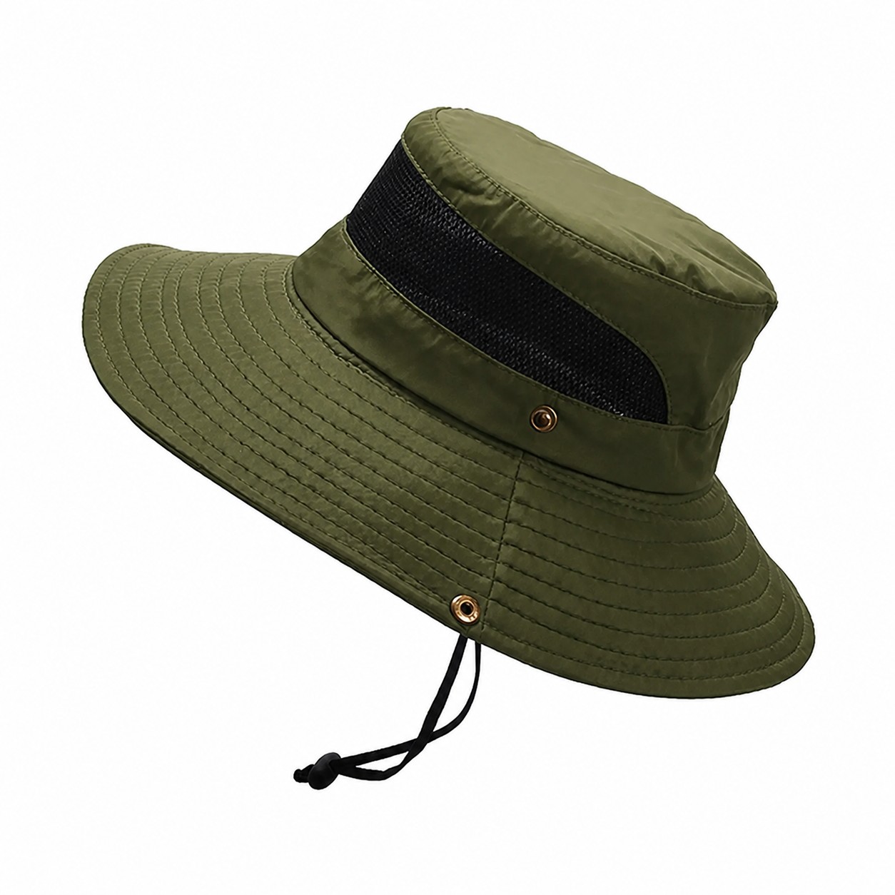 Polyester Fishing Bucket Shade Hat — Army Green