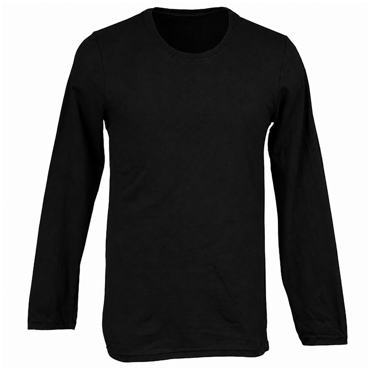 Ringspun Cotton Long Sleeve Crew Shirt — Black