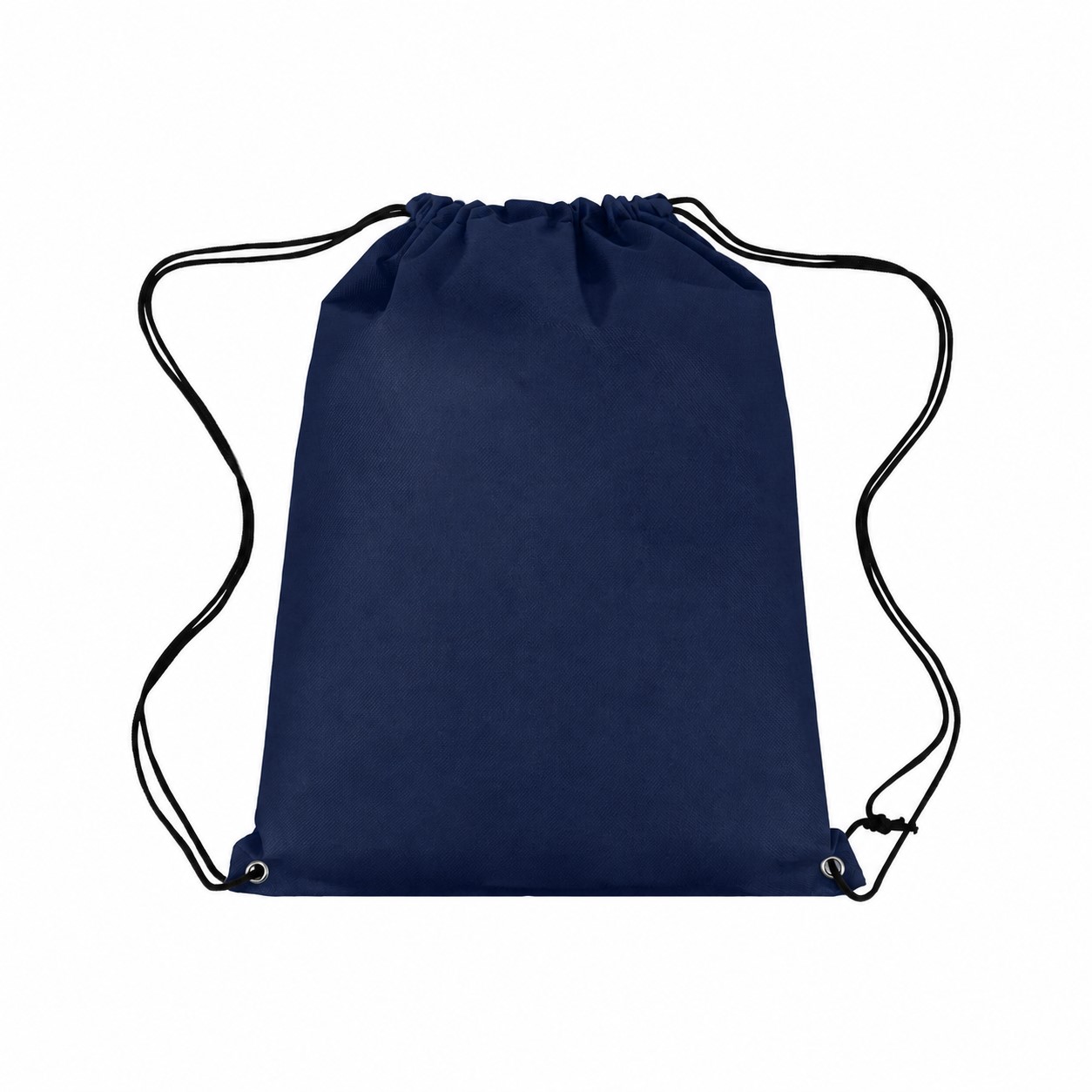 Non-Woven Drawstring Backpack With Metal Grommets — Navy Blue