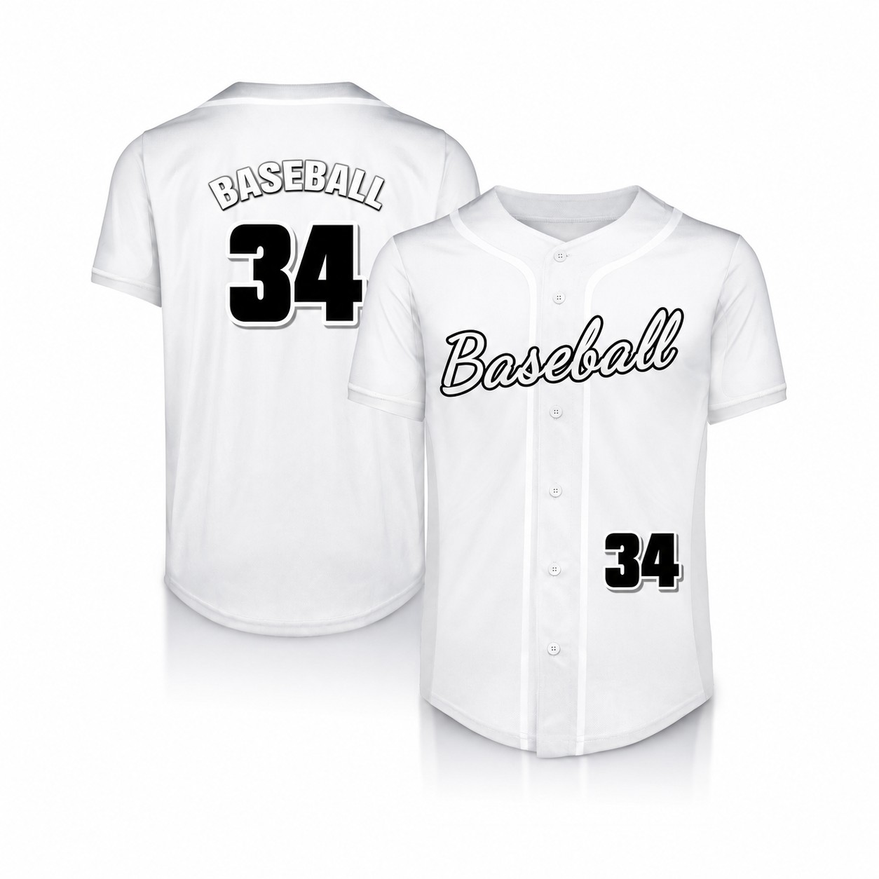 Interlock Mesh Fabric Sports Jersey — White