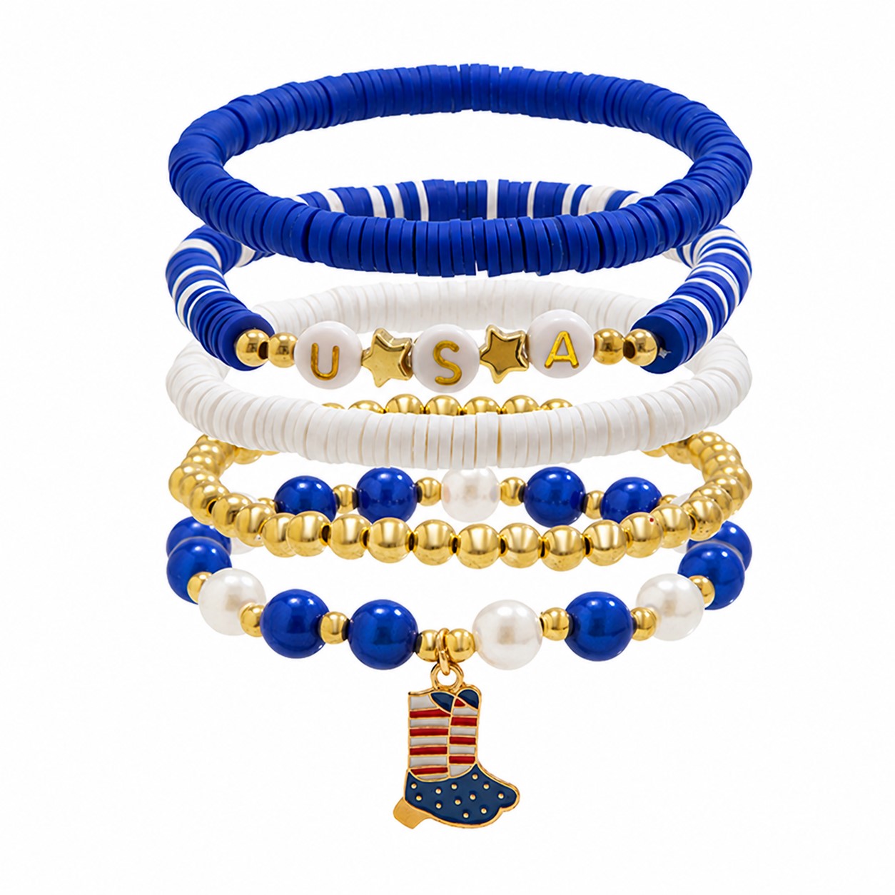 Five Piece Patriotic Bracelet Stack — view 4