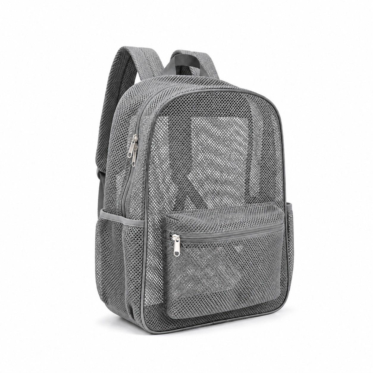 Mesh School Backpack With Adjustable Straps — Gray