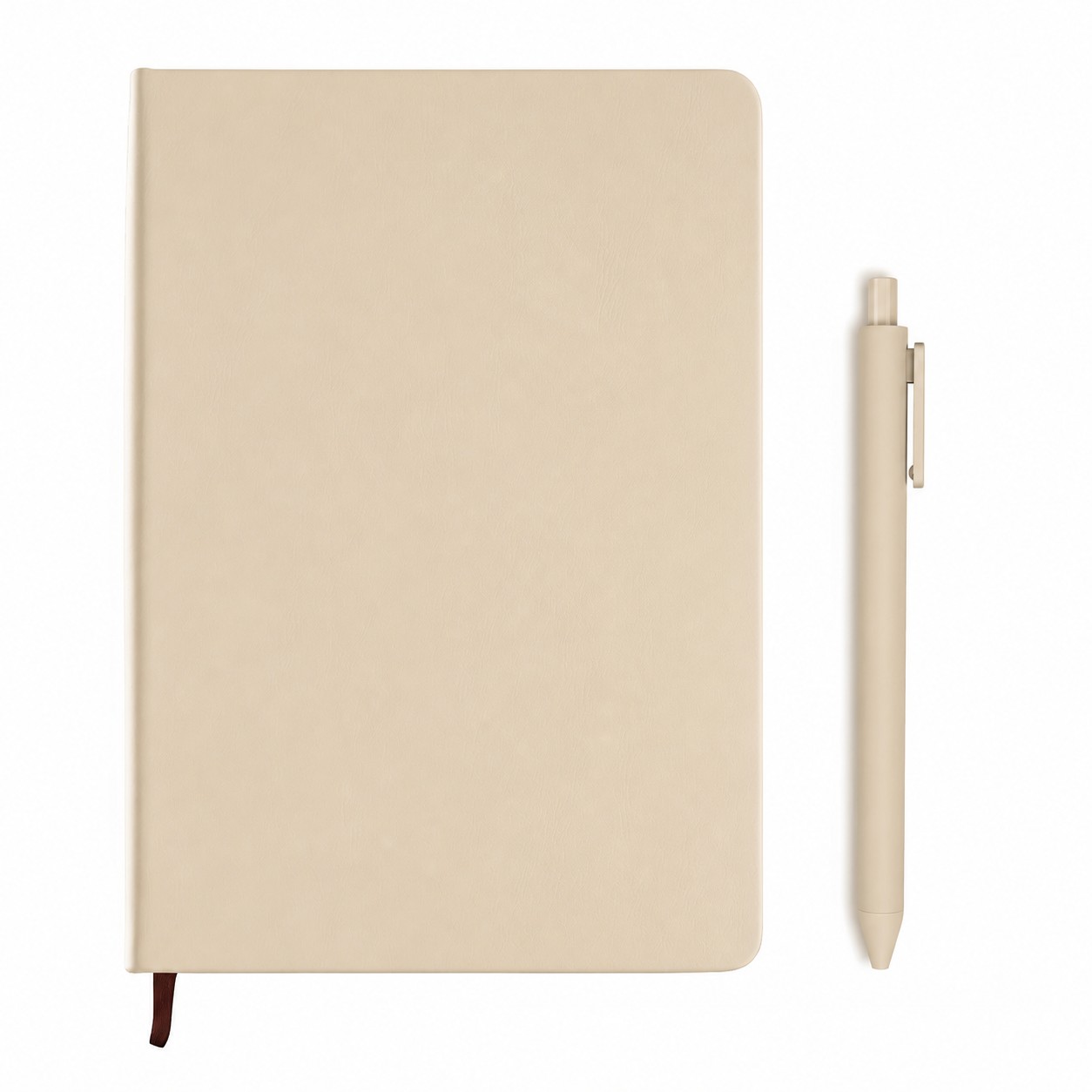 A5 PU Hardcover Notebook Pen Set — Beige