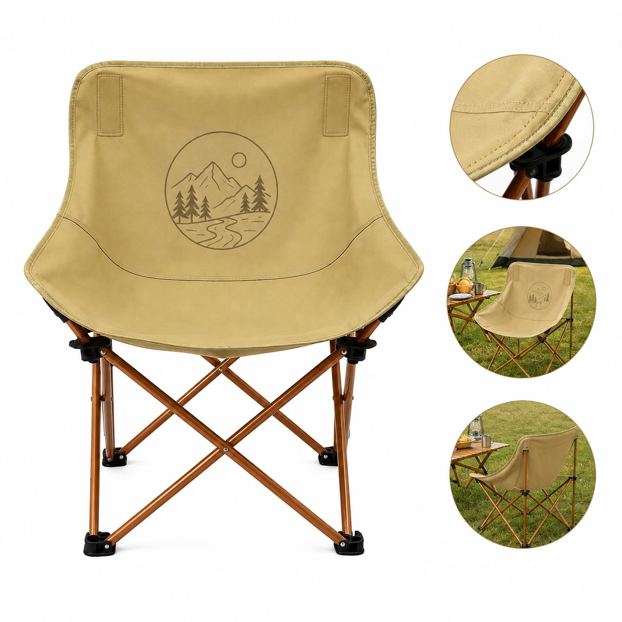 Foldable Polyester Camping Chair With Carry Bag