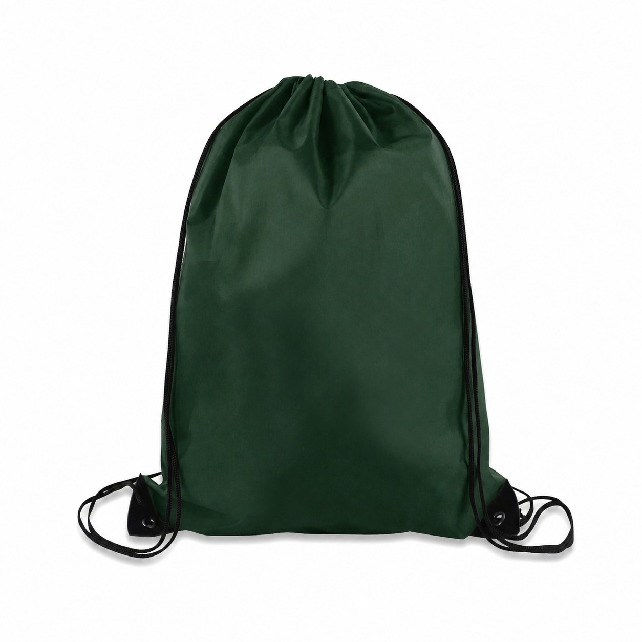 Large 210D Polyester Drawstring Backpack — Forest Green