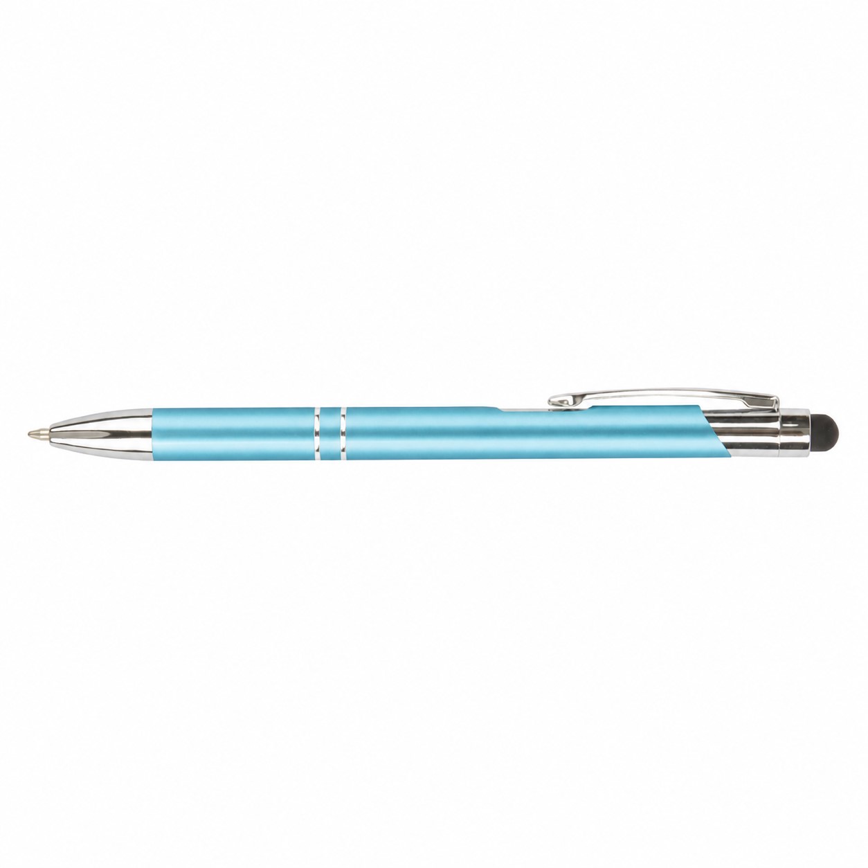 Glossy Aluminum Stylus Ballpoint Pen — Light Blue