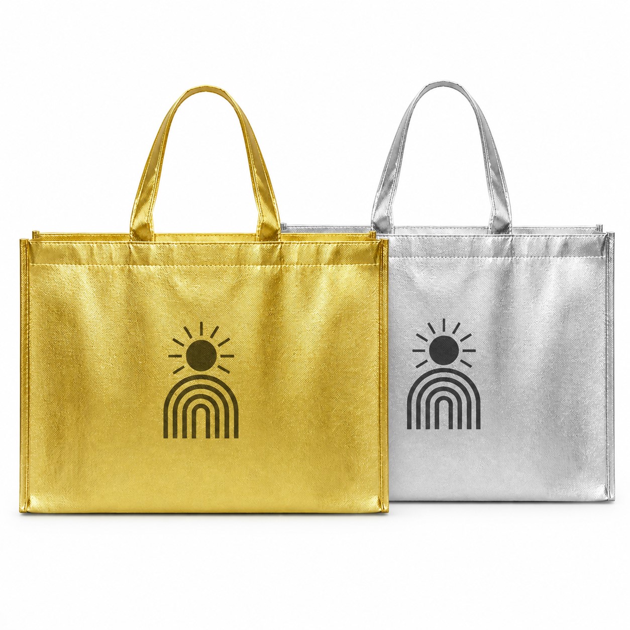 Holographic Nonwoven Grocery Tote With Front Pocket