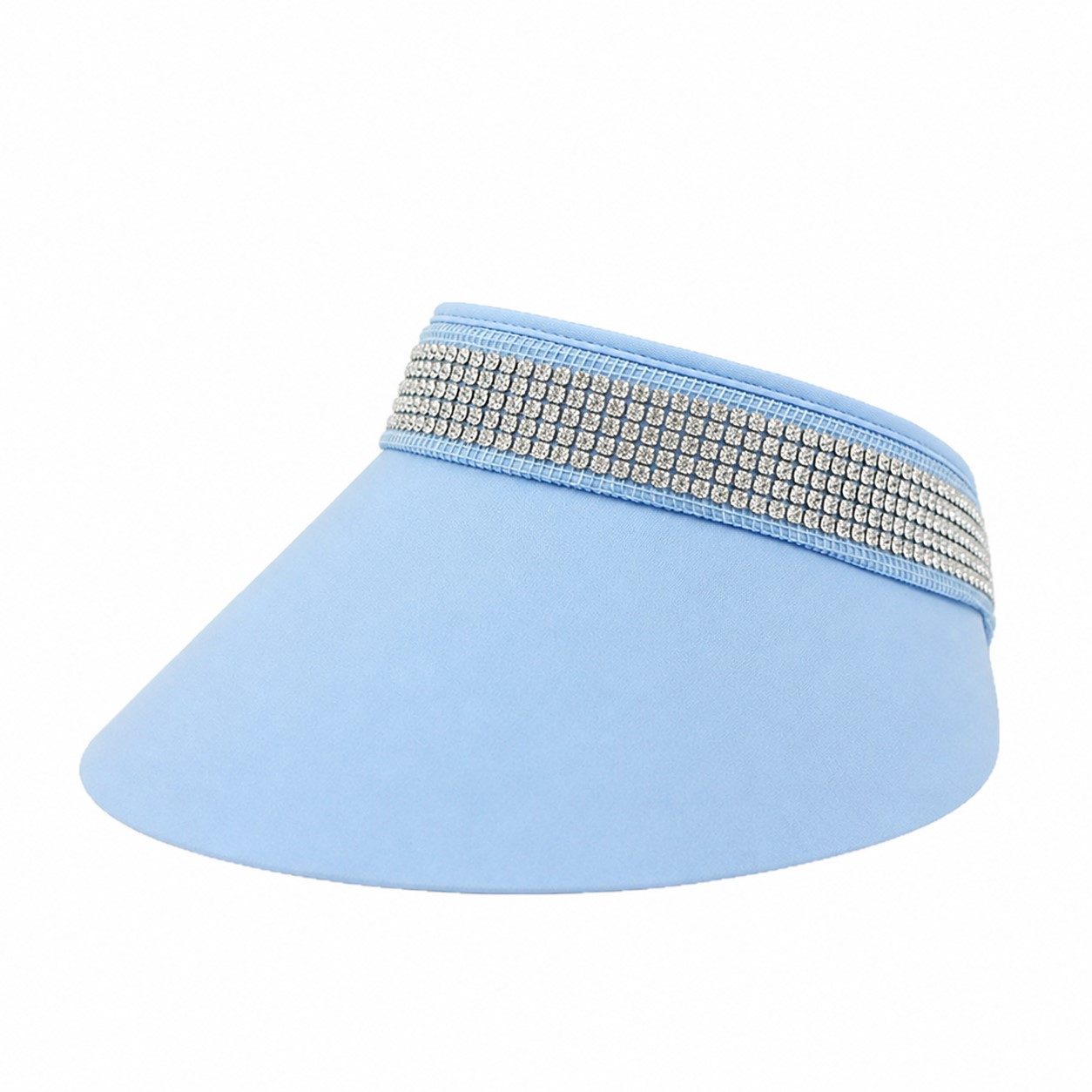 Jeweled Polyester Sun Visor Hat — Light Blue