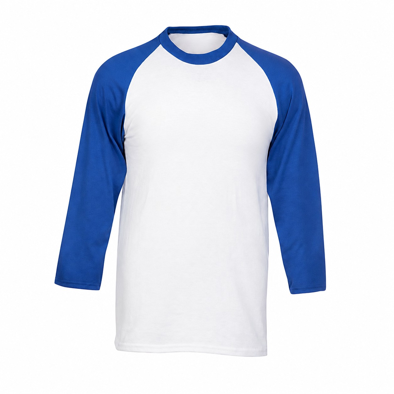 Contrast Sleeve Cotton Polyester Baseball Shirt — Blue