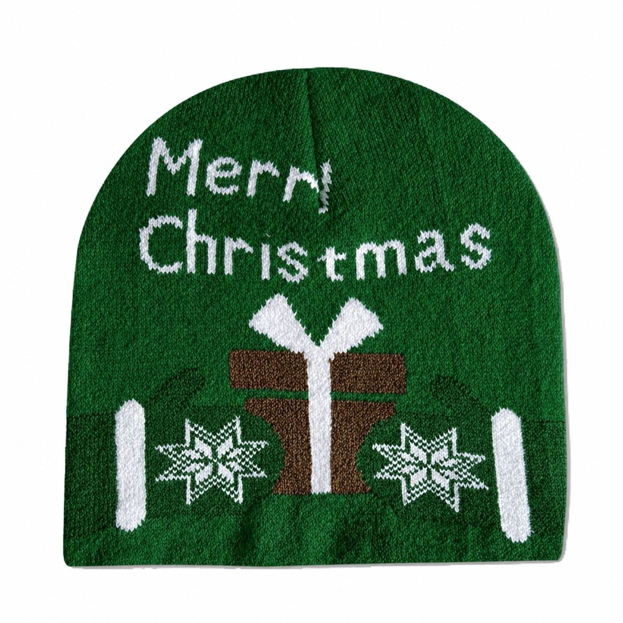 Acrylic Holiday Beanie Hat — Green