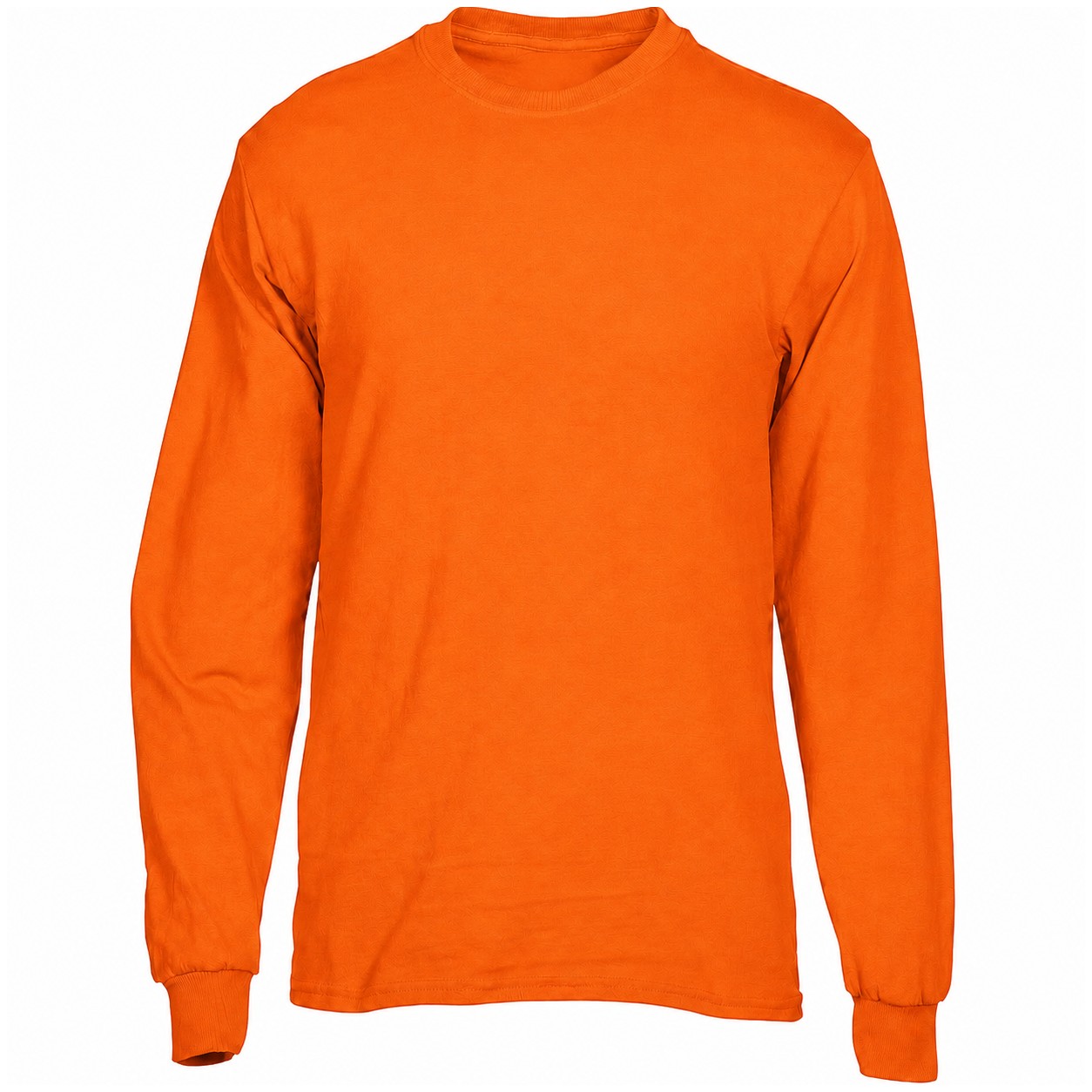 Cotton Long Sleeve Crewneck Shirt — Orange