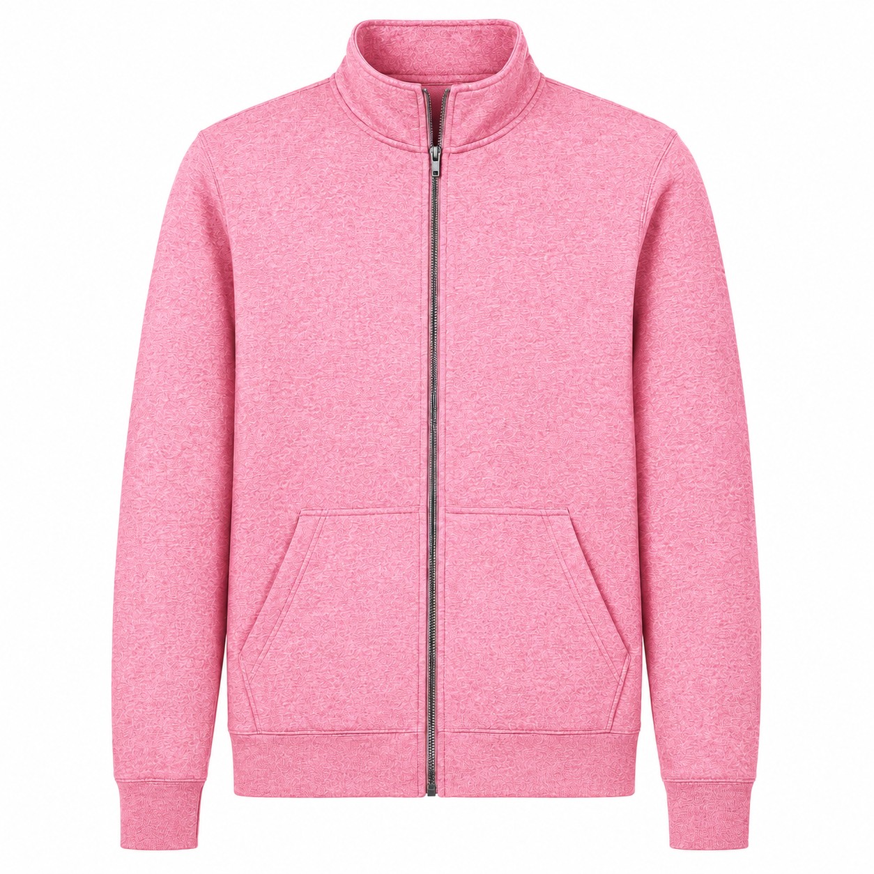 Cadet Collar Full Zip Sweatshirt — Pink