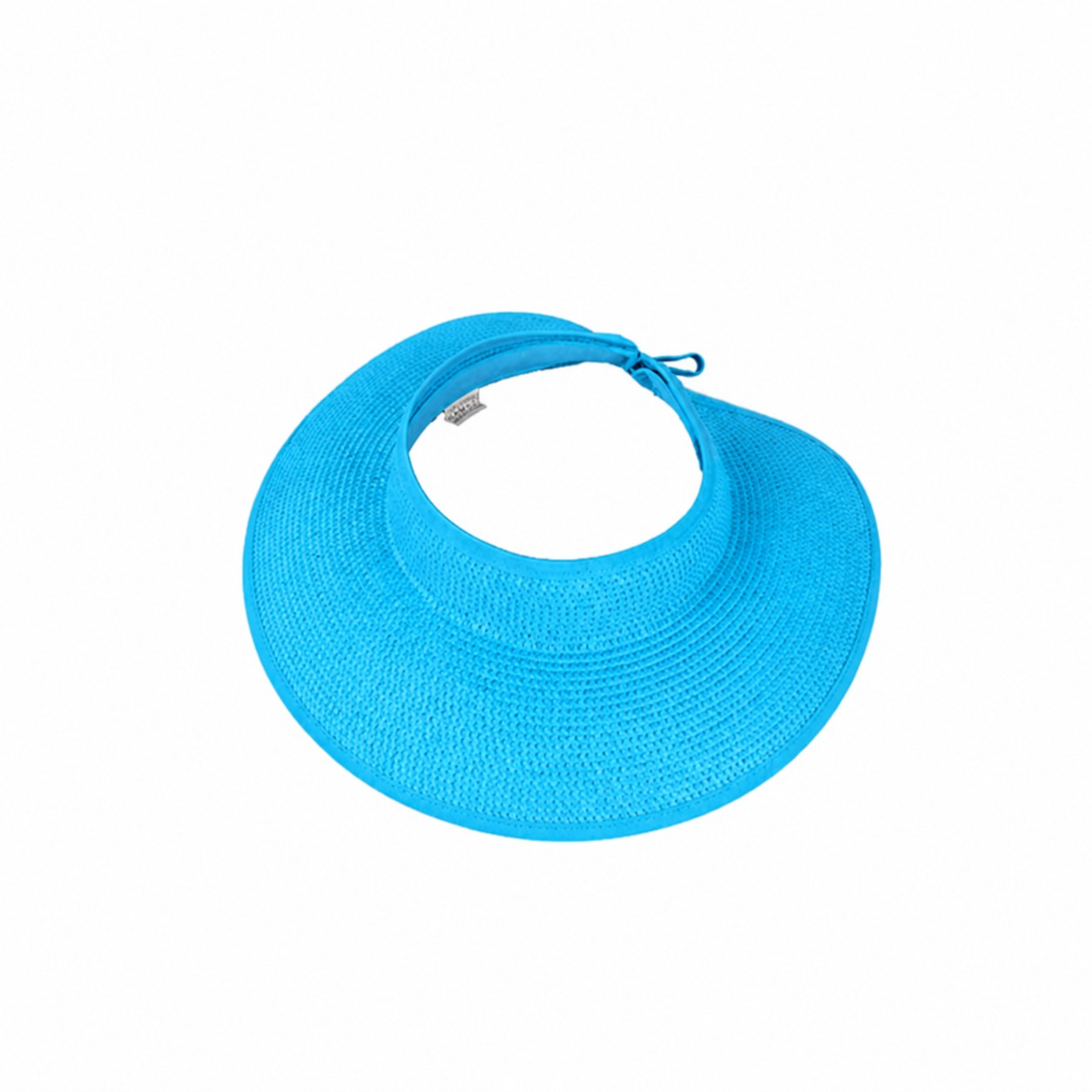 Foldable Straw Open Top Sun Hat — Cyan Blue