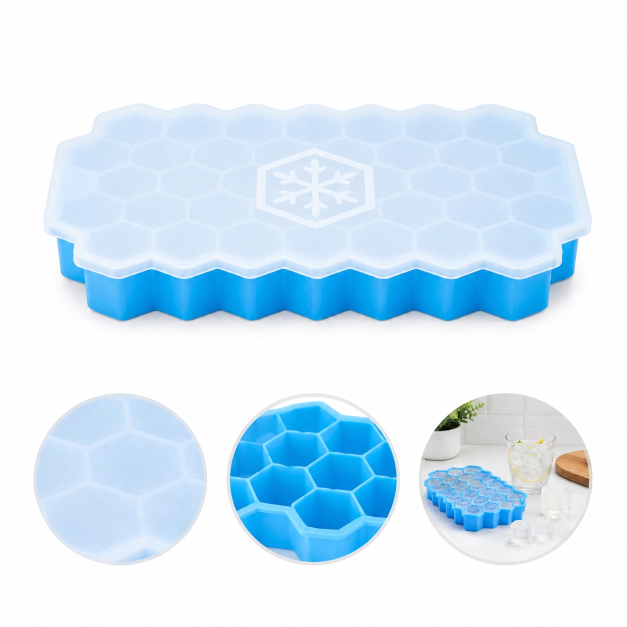 Lidded Honeycomb Silicone Ice Cube Mold