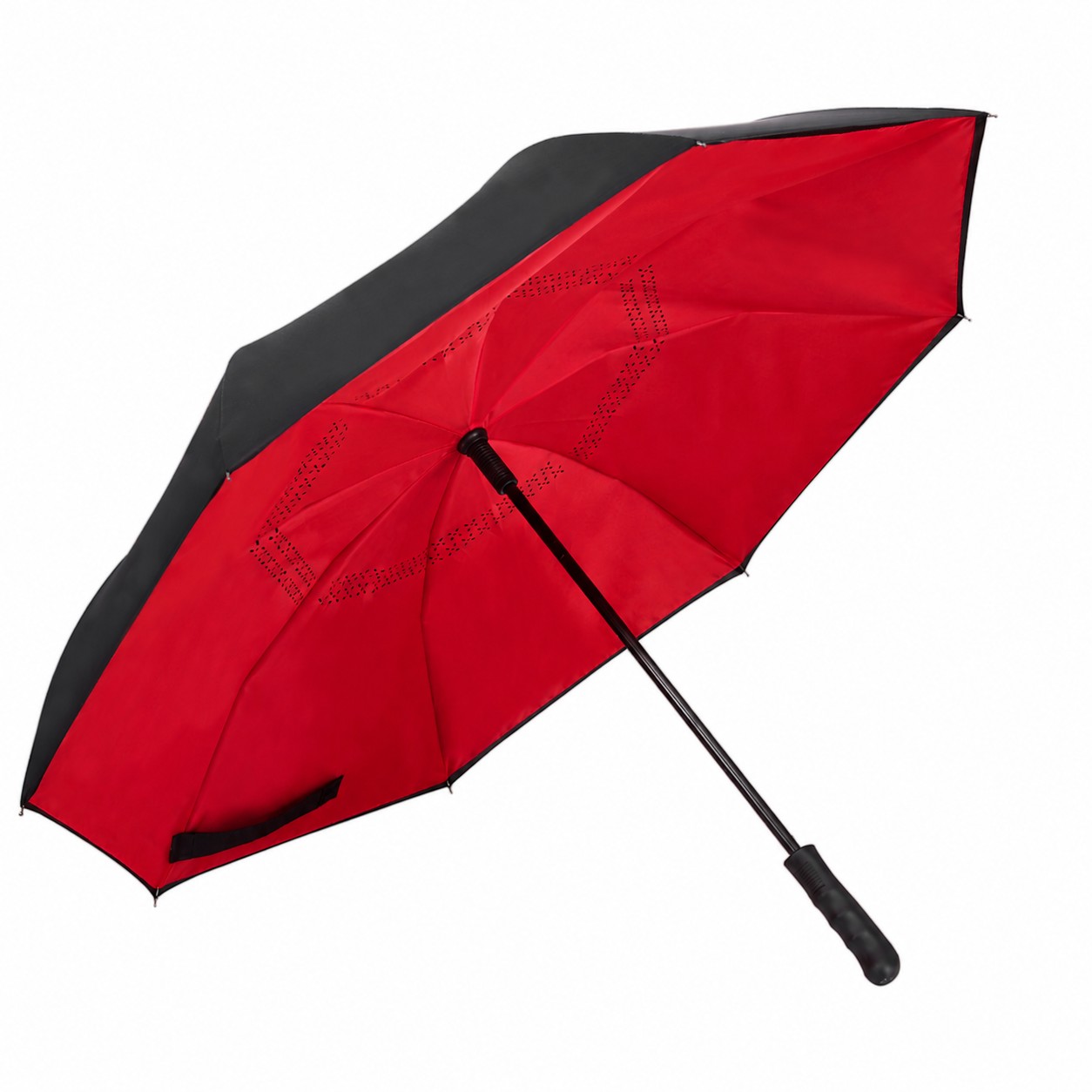 48" Reverse Auto Open Umbrella — Black/Red