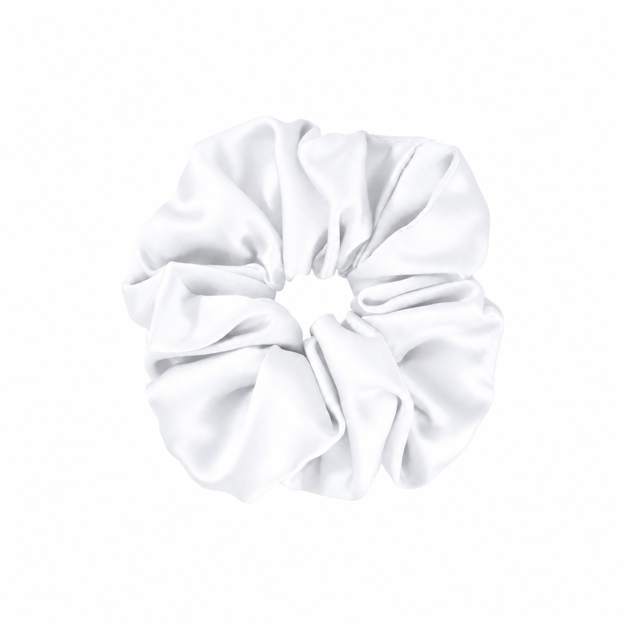 Satin Elastic Hair Scrunchie — Clear White