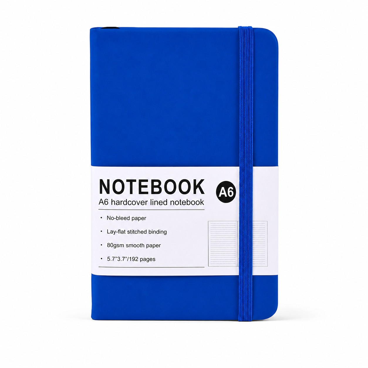 PU Leather Journal With Elastic Closure — Blue