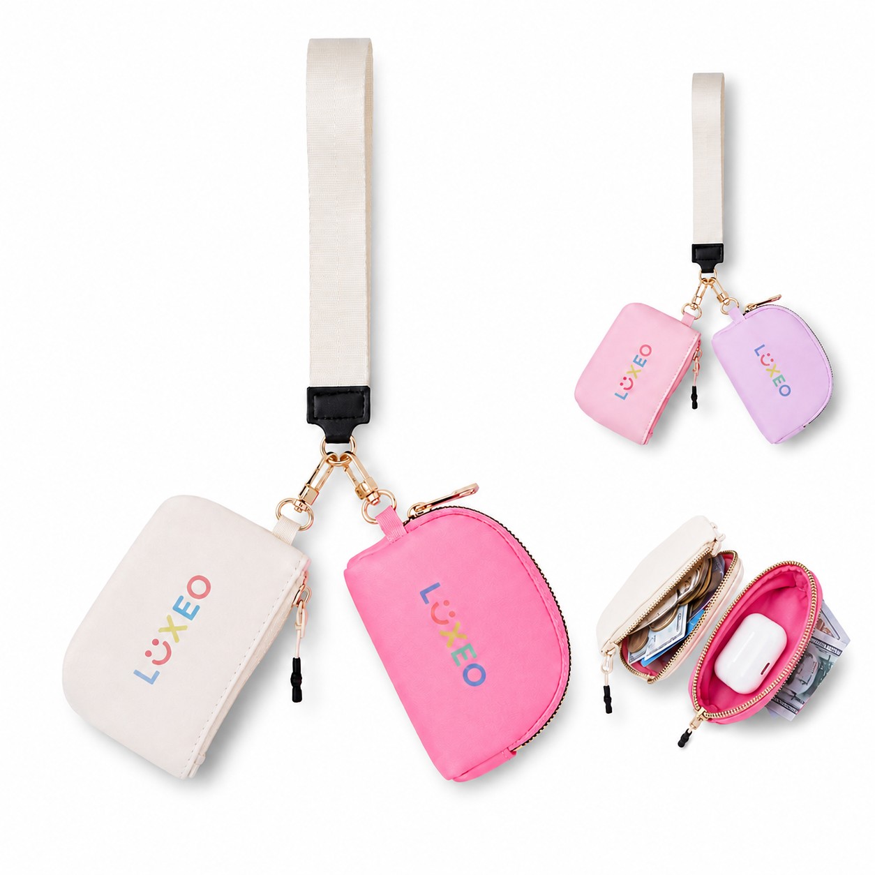 Dual Zip Pouch Wristlet Keychain